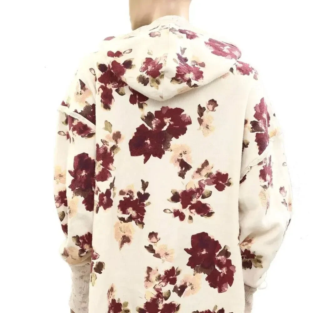 Free People Bali Bring Me Roses Sherpa Pullover Hoodie Top Sweatshirt S 277075